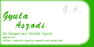 gyula aszodi business card